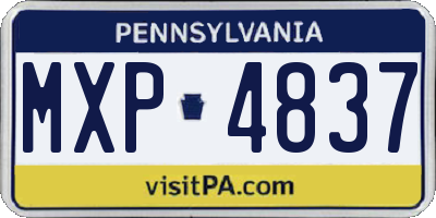 PA license plate MXP4837