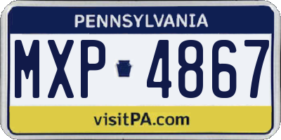 PA license plate MXP4867