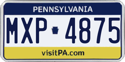PA license plate MXP4875
