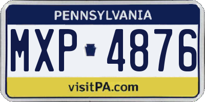 PA license plate MXP4876