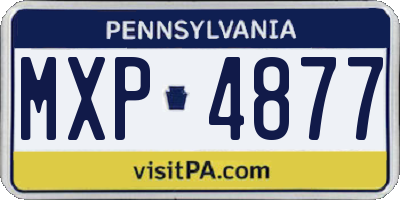 PA license plate MXP4877