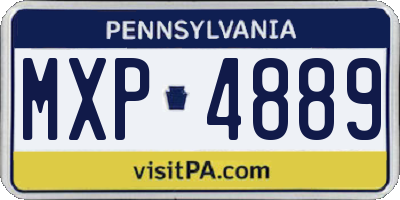 PA license plate MXP4889