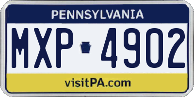 PA license plate MXP4902