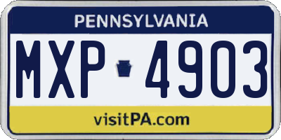 PA license plate MXP4903