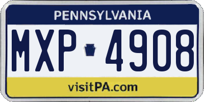 PA license plate MXP4908