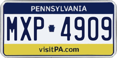 PA license plate MXP4909