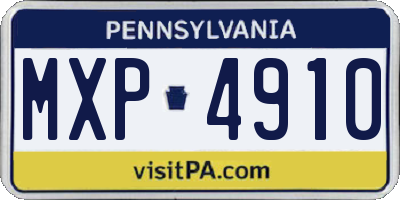 PA license plate MXP4910