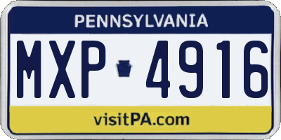 PA license plate MXP4916