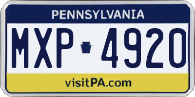 PA license plate MXP4920