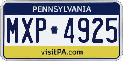PA license plate MXP4925
