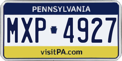 PA license plate MXP4927