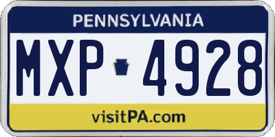 PA license plate MXP4928