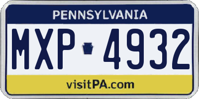 PA license plate MXP4932