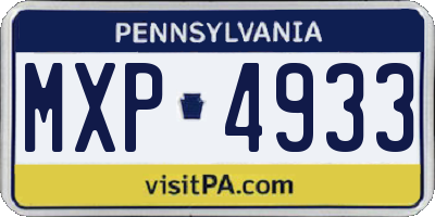 PA license plate MXP4933