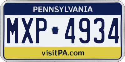 PA license plate MXP4934