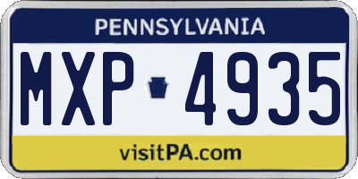 PA license plate MXP4935