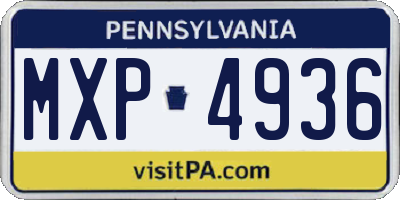 PA license plate MXP4936