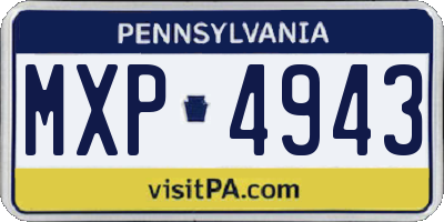 PA license plate MXP4943