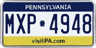 PA license plate MXP4948