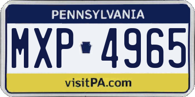 PA license plate MXP4965