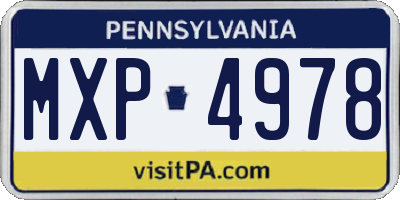 PA license plate MXP4978