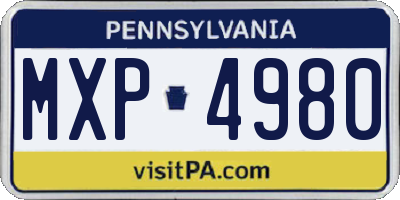 PA license plate MXP4980