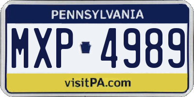 PA license plate MXP4989