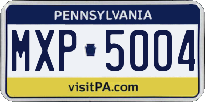 PA license plate MXP5004