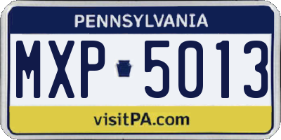 PA license plate MXP5013