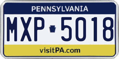 PA license plate MXP5018