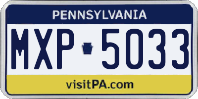 PA license plate MXP5033