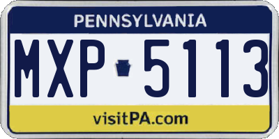PA license plate MXP5113