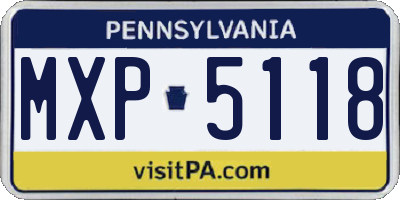 PA license plate MXP5118