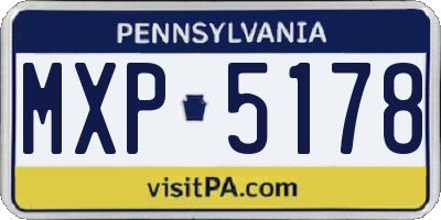 PA license plate MXP5178