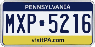 PA license plate MXP5216