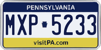 PA license plate MXP5233