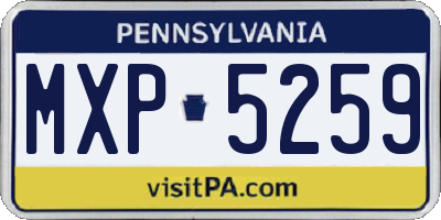 PA license plate MXP5259