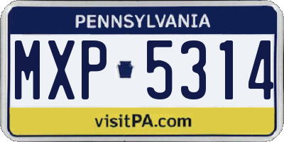 PA license plate MXP5314