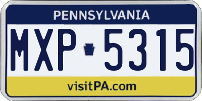PA license plate MXP5315