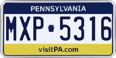 PA license plate MXP5316