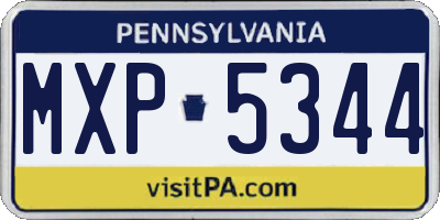 PA license plate MXP5344