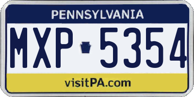 PA license plate MXP5354