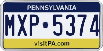 PA license plate MXP5374