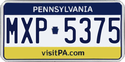 PA license plate MXP5375