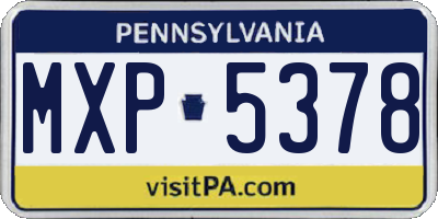 PA license plate MXP5378
