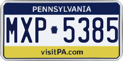 PA license plate MXP5385