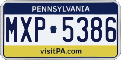 PA license plate MXP5386