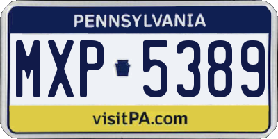 PA license plate MXP5389