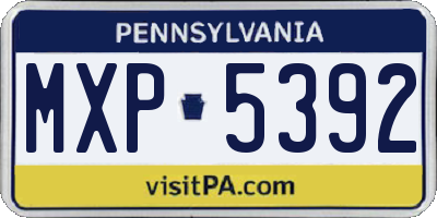 PA license plate MXP5392