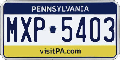 PA license plate MXP5403